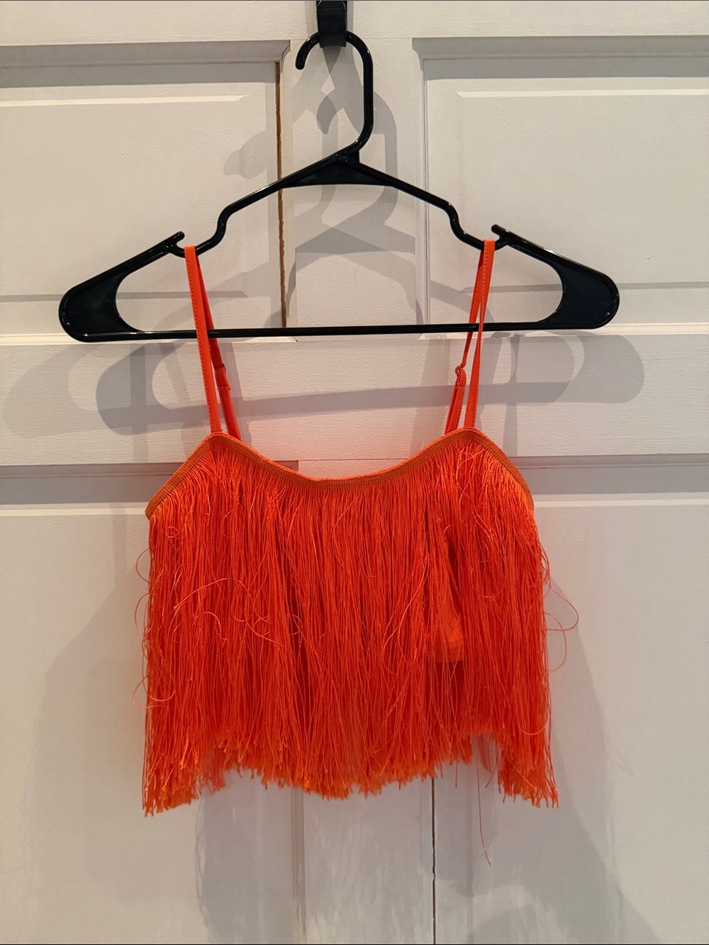 Women’s Orange Fringe Crop Tank Top